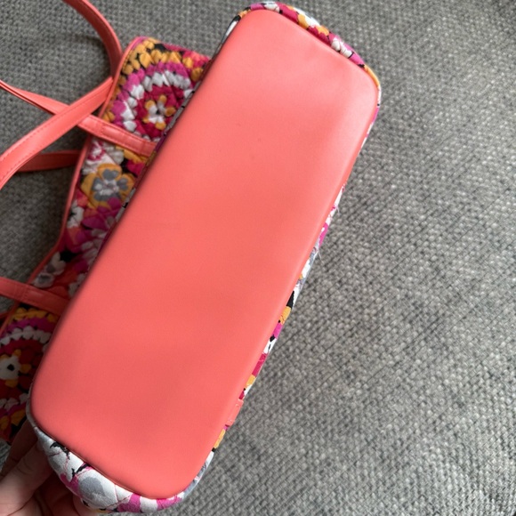 Vera Bradley Pink Floral Coral Quilted Tote Bag Purse Shoulder Bag - Picture 5 of 9